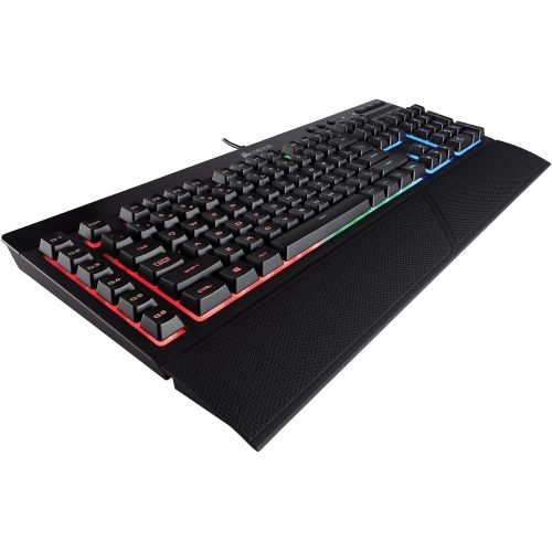 커세어 Corsair K55 RGB Gaming Keyboard  IP42 Dust and Water Resistance  6 Programmable Macro Keys  Dedicated Media Keys - Detachable Palm Rest Included