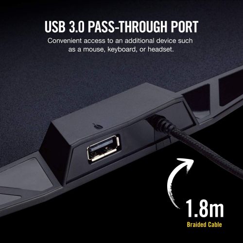 커세어 Corsair MM800 Polaris RGB Mouse Pad - 15 RGB LED Zones - USB Pass Through - High-Performance Mouse Pad Optimized for Gaming Sensors