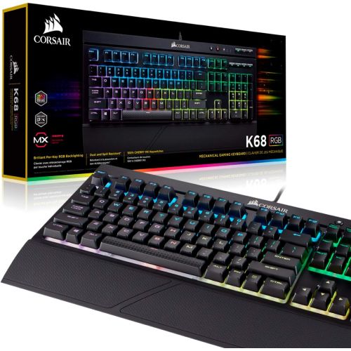 커세어 Corsair K68 RGB Mechanical Gaming Keyboard, Backlit RGB LED, Dust and Spill Resistant - Linear & Quiet - Cherry MX Red