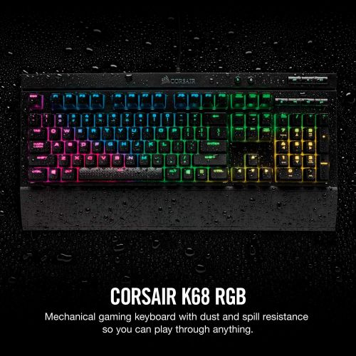 커세어 Corsair K68 RGB Mechanical Gaming Keyboard, Backlit RGB LED, Dust and Spill Resistant - Linear & Quiet - Cherry MX Red