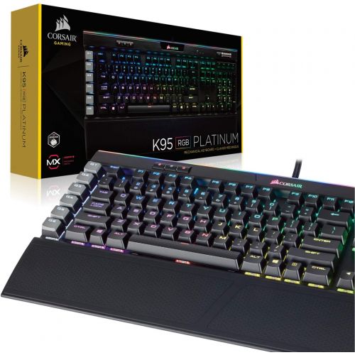 커세어 Corsair K95 RGB Platinum Mechanical Gaming Keyboard - 6x Programmable Macro Keys - USB Passthrough & Media Controls - Fastest Cherry MX Speed - RGB LED Backlit - Black Finish