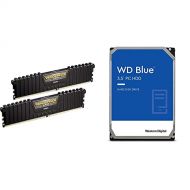Corsair Vengeance LPX 16GB (2x8GB) DDR4 DRAM 3000MHz C15 Desktop Memory Kit - Black (CMK16GX4M2B3000C15) & WD Blue 1TB SATA 6 Gb/s 7200 RPM 64MB Cache 3.5 Inch Desktop Hard Drive (