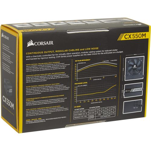 커세어 Corsair CX Series 550 Watt 80 Plus Bronze Certified Modular Power Supply (CP-9020102-NA)