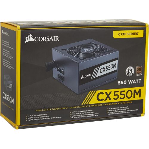 커세어 Corsair CX Series 550 Watt 80 Plus Bronze Certified Modular Power Supply (CP-9020102-NA)