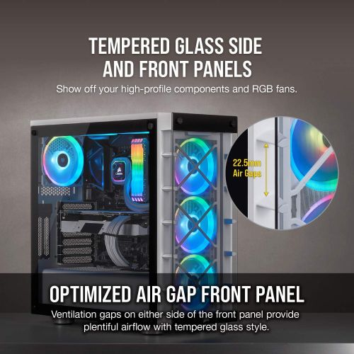 커세어 Corsair iCUE 465X RGB Mid-Tower ATX Smart Case, White (CC-9011189-WW)