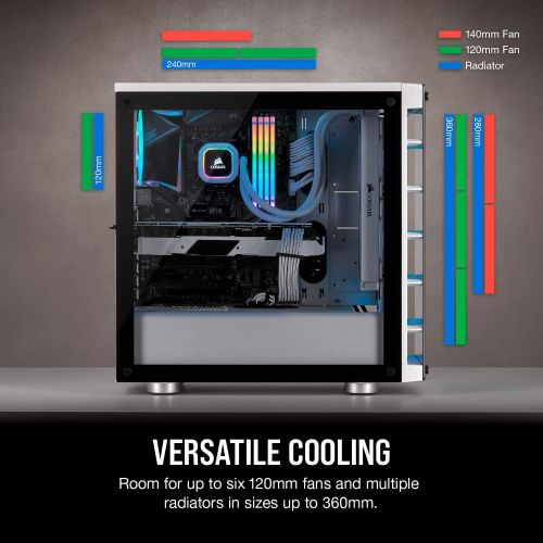 커세어 Corsair iCUE 465X RGB Mid-Tower ATX Smart Case, White (CC-9011189-WW)