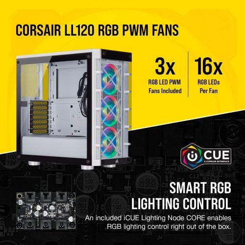 커세어 Corsair iCUE 465X RGB Mid-Tower ATX Smart Case, White (CC-9011189-WW)