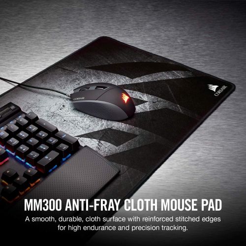 커세어 Corsair MM300 - Anti-Fray Cloth Gaming Mouse Pad - High-Performance Mouse Pad Optimized for Gaming Sensors - Designed for Maximum Control - Extended (CH-9000108-WW),Multi Color
