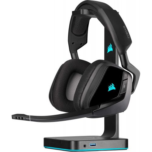 커세어 Corsair VOID ELITE RGB Wireless Gaming Headset (7.1 Surround Sound, Low Latency 2.4 GHz Wireless, 40ft Wireless Range, Customisable RGB Lighting, Durable Aluminium with PC, PS4 Com