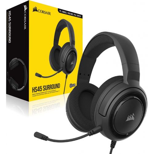 커세어 Corsair HS45-7.1 Virtual Surround Sound PC Gaming Headset w/USB DAC - Memory Foam Earcups - Carbon