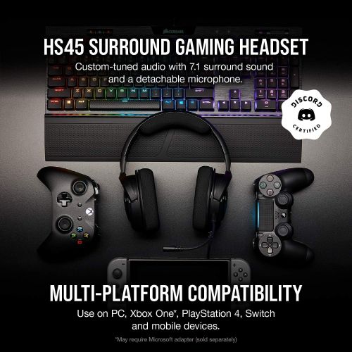 커세어 Corsair HS45-7.1 Virtual Surround Sound PC Gaming Headset w/USB DAC - Memory Foam Earcups - Carbon