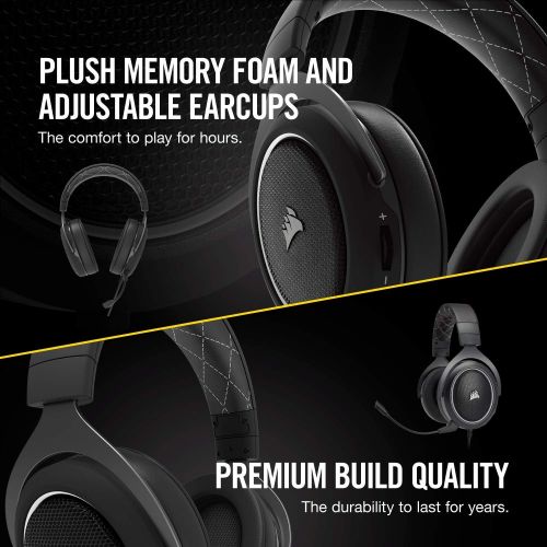 커세어 [아마존베스트]Corsair HS60  7.1 Virtual Surround Sound PC Gaming Headset w/USB DAC - Discord Certified Headphones  compatible with Xbox One, PS4, and Nintendo Switch  White, 3.5mm + USB 7.1