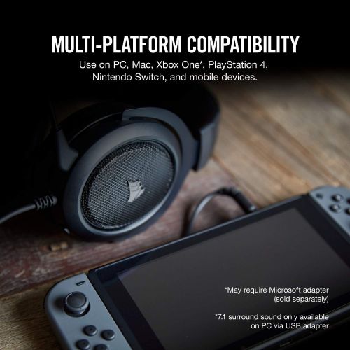 커세어 [아마존베스트]Corsair HS60  7.1 Virtual Surround Sound PC Gaming Headset w/USB DAC - Discord Certified Headphones  compatible with Xbox One, PS4, and Nintendo Switch  White, 3.5mm + USB 7.1