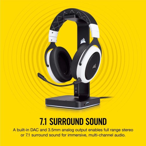 커세어 [아마존베스트]Corsair ST100 RGB Premium Headset Stand with 7.1 Surround Sound - 3.5mm and 2xUSB 3.0