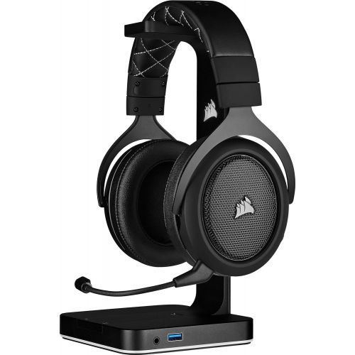 커세어 [아마존베스트]Corsair HS70 Pro Wireless Gaming Headset (7.1 Surround Sound, Ultra Low Latency, 12 Meter Range, Lightweight Design, Removable Noise Canceling Microphone, for PC and PS4) carbon