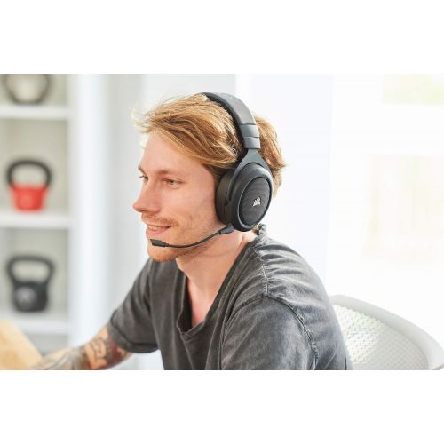 커세어 [아마존베스트]Corsair HS70 Pro Wireless Gaming Headset (7.1 Surround Sound, Ultra Low Latency, 12 Meter Range, Lightweight Design, Removable Noise Canceling Microphone, for PC and PS4) carbon