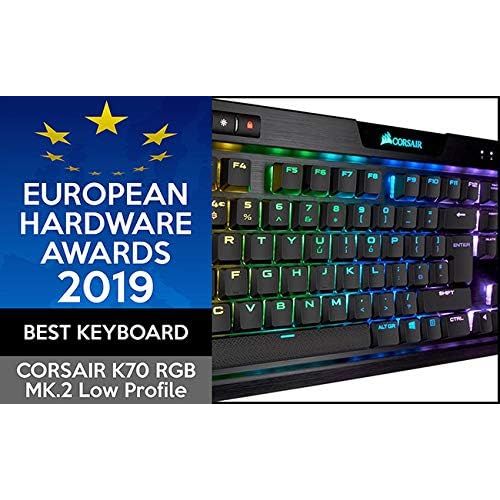 커세어 [아마존베스트]Corsair K70 RGB MK.2 Low Profile Rapidfire Mechanical Gaming Keyboard (Cherry MX Speed: Fast and Highly Precise, Dynamic RGB LED Backlight, QWERTZ DE Layout) black