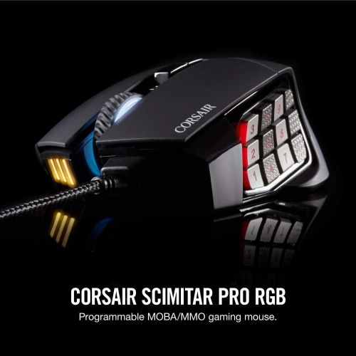 커세어 Corsair CORSAIR Scimitar Pro RGB - MMO Gaming Mouse - 16,000 DPI Optical Sensor - 12 Programmable Side Buttons - Yellow