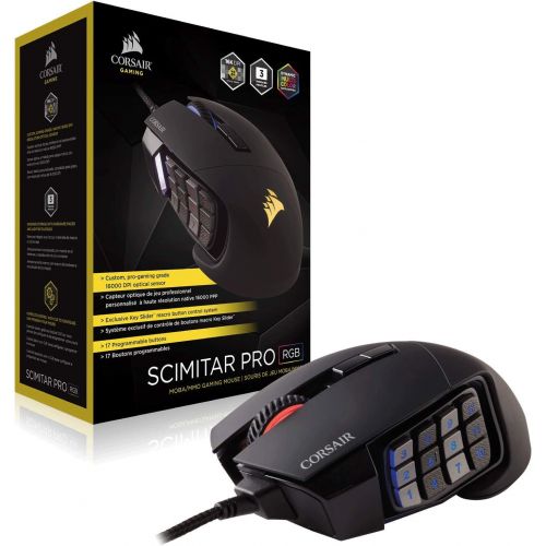 커세어 Corsair CORSAIR Scimitar Pro RGB - MMO Gaming Mouse - 16,000 DPI Optical Sensor - 12 Programmable Side Buttons - Yellow