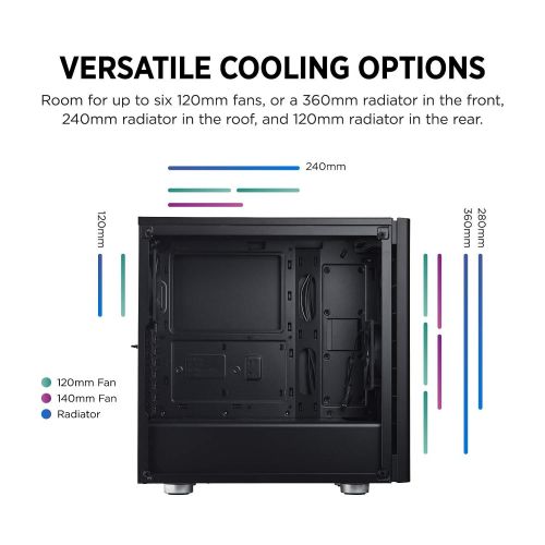 커세어 Corsair CORSAIR CARBIDE 275R Mid-Tower Gaming Case, Tempered Glass- Black (CC-9011132-WW)