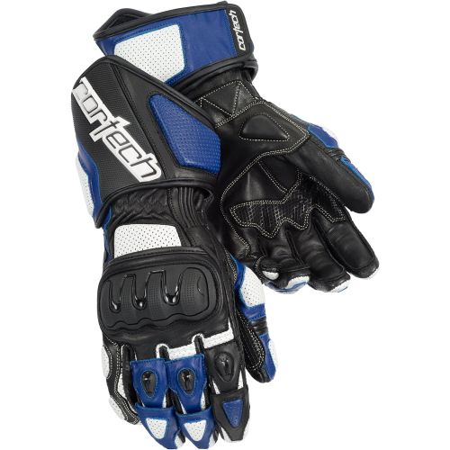  Cortech Impulse RR Mens Leather Racing Motorcycle Gloves (WhiteBlue, Large)