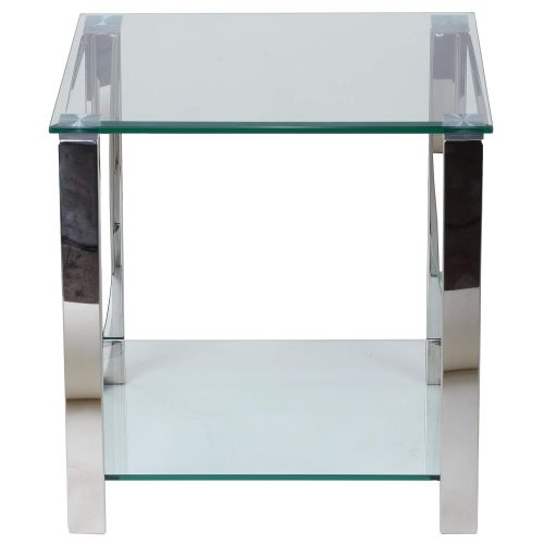  Cortesi Home Melissa Double Shelf Glass Coffee Table, 47