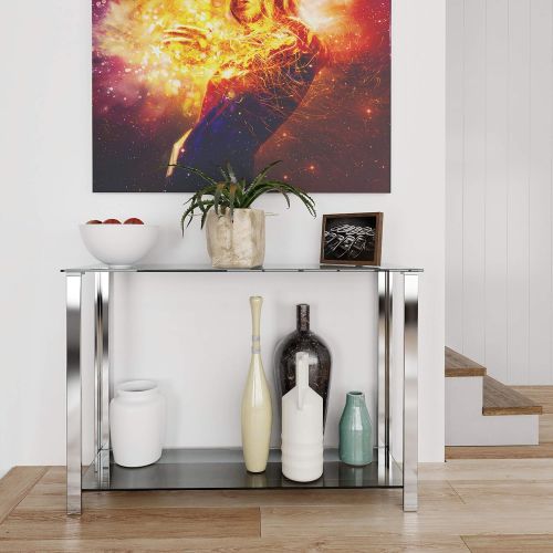  Cortesi Home Melissa Double Shelf Glass Coffee Table, 47