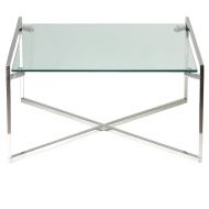 Cortesi Home CH-CT656942 Celia Glass Coffee Table 30 Silver