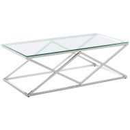 Cortesi Home Gwen Contemporary Glass Coffee Table