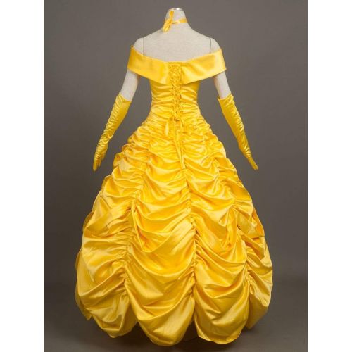  CosFantasy Princess Belle Cosplay Costume Ball Gown Fancy Dress mp002019