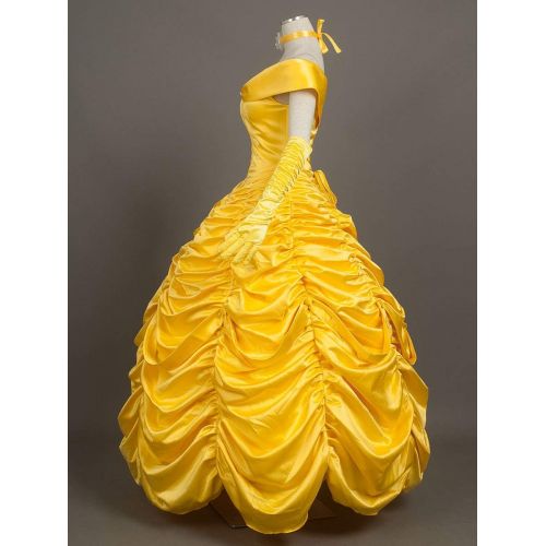  CosFantasy Princess Belle Cosplay Costume Ball Gown Fancy Dress mp002019