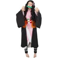 CosInStyle Anime Cosplay Costume Sets for Kamado Nezuko Women Kimono and Cloak with Bamboo Tube Small-Large