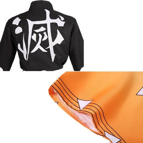  할로윈 용품CosTribe Halloween Agatsuma Zenitsu Kimetsu No Yaiba Anime Cosplay Costume Full Set Kimono Robe Outfit