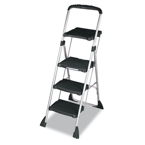  Cosco Max Work Steel Platform Ladder, 22w x 31d x 55h, 3-Step, Black