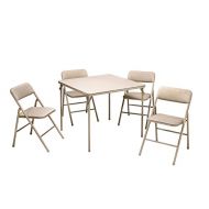 Cosco COSCO 5-Piece Folding Table and Chair Set, Tan