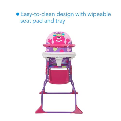  Cosco Simple Fold Deluxe High Chair with 3-Position Tray (Monster Syd)