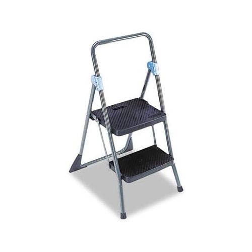  Large 14 1/2w x 12 1/4d top platform step. - COSCO Commercial 2-Step Folding Stool, 300lb Cap, 20 1/2w x 24 3/4d x 39 1/2h, Gray