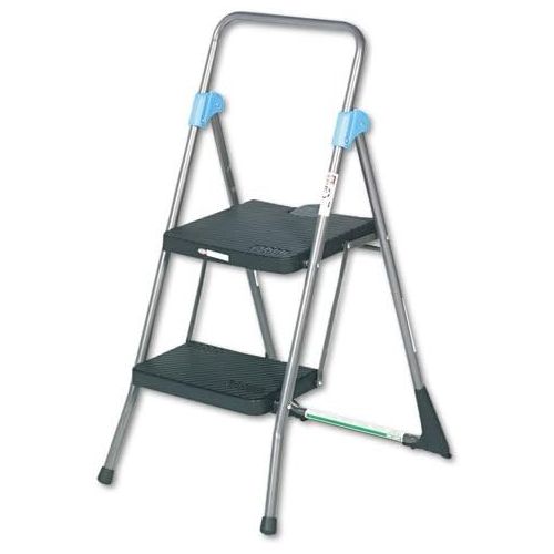  Large 14 1/2w x 12 1/4d top platform step. - COSCO Commercial 2-Step Folding Stool, 300lb Cap, 20 1/2w x 24 3/4d x 39 1/2h, Gray