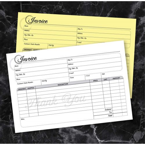  Cosco Service Invoice Form Book with Slip, Artistic, 5 3/8 x 8 1/2+, 2-Part Carbonless, 50 Sets (074007)