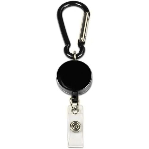  Cosco MyID Carabiner Reel for ID Badge Holders, Key Cards and ID Cards, Black Anodized Metal (075024)