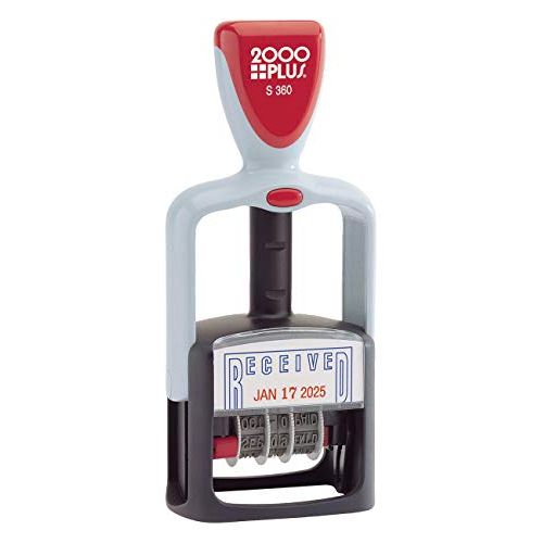  Cosco 2000 PLUS Self-Inking, Two-Color Date and RECEIVED Stamp, 1-3/4 x 1-1/8 impression, Red and Blue Ink (011034)