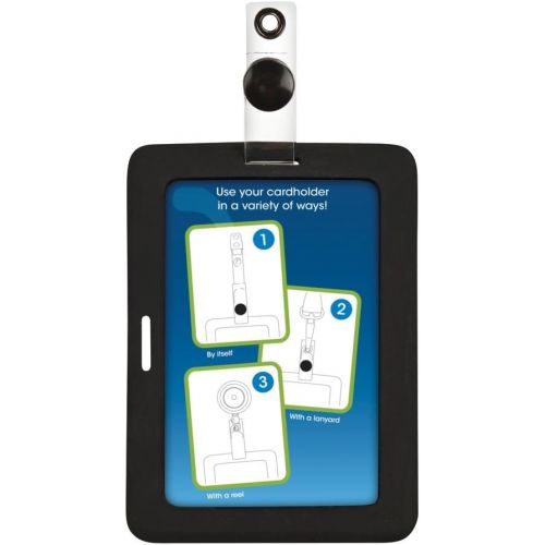  Cosco MyID Badge Holder for Key Cards and ID Cards, Rubberized Black, 4 x 2.75 Inches (075015)