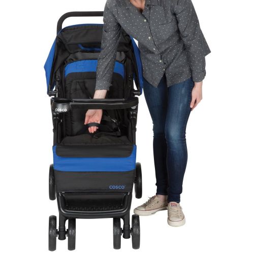  Cosco Simple Fold Travel System with Light and Comfy 22 Infant Car Seat, Sapphire