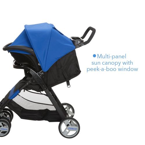 Cosco Simple Fold Travel System with Light and Comfy 22 Infant Car Seat, Sapphire