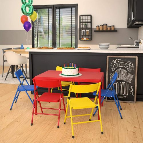  Cosco Kids Furniture 7 Piece ChildrenS Juvenile Set with Pinch Free Folding Chairs & Screw in Leg Table