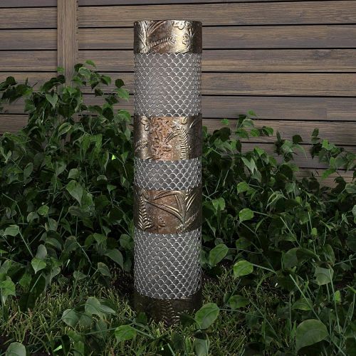  Cosco Outdoor Living Outdoor Garden Column with Multi-Colored Light and Remote, Steel, 24 Height, Silver