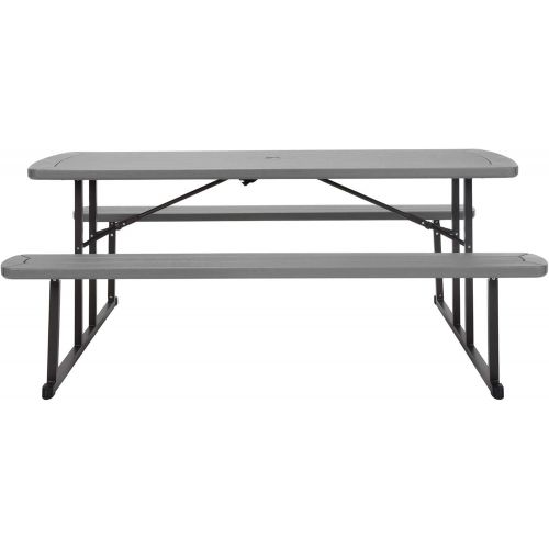  Cosco Outdoor Living 87902DGR1E 6 ft. Folding Blow Mold, Dark Wood Grain with Gray Legs Picnic Table