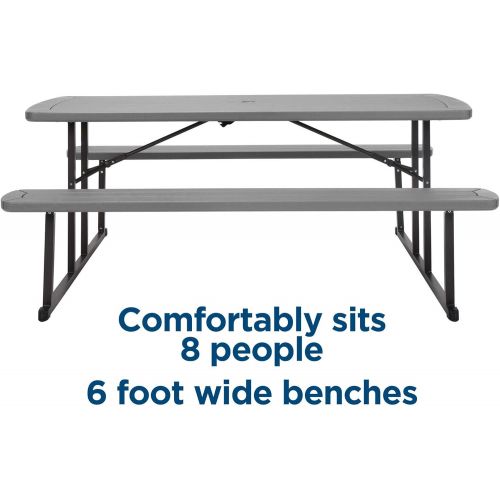  Cosco Outdoor Living 87902DGR1E 6 ft. Folding Blow Mold, Dark Wood Grain with Gray Legs Picnic Table