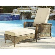 Cosco Outdoor Living Cosco Outdoor Adjustable Chaise Lounge Chair Lakewood Ranch Steel Woven Wicker Patio Furniture with Cushion, Brown