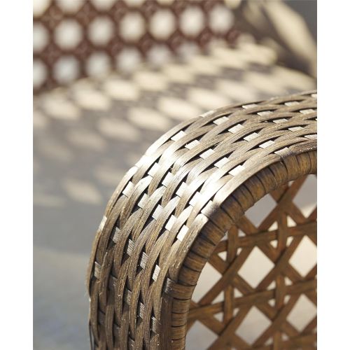  Cosco Outdoor Living Cosco Outdoor Adjustable Chaise Lounge Chair Lakewood Ranch Steel Woven Wicker Patio Furniture with Cushion, Brown